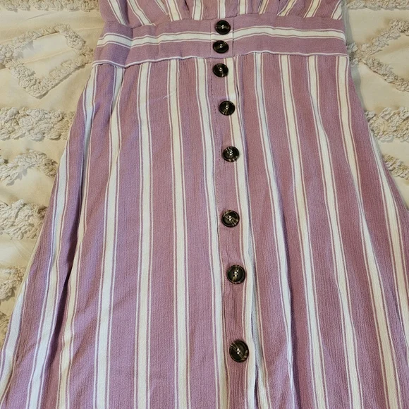 Lulus Striped Button-Front Maxi Dress in Lavender/Pink and White - Picture 2 of 15